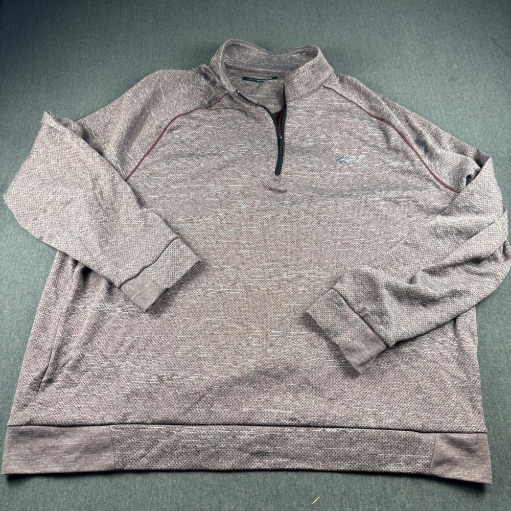 Greg Norman Mens XL Quarter Zip Pullover Burgundy Space Dye Golf Sweater